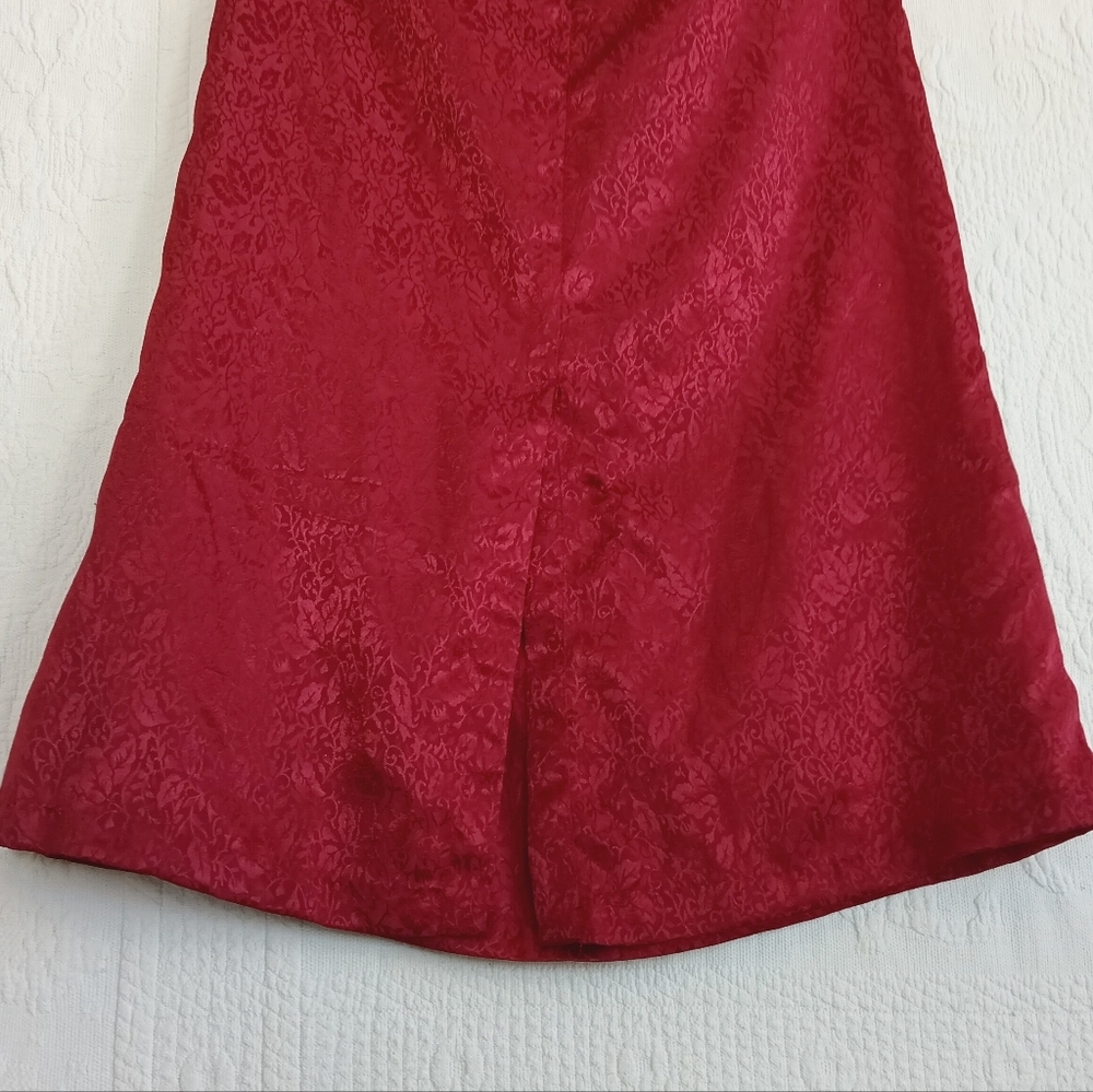 Kathie Lee Red Floral Satin Maxi Slip Skirt - Picture 9 of 12
